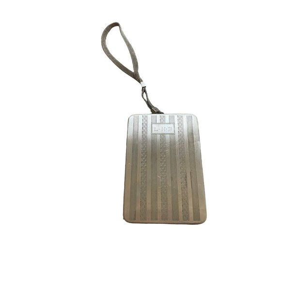 Vintage ArtDeco Nickel Silver Wristlet Compact with Mirror and Mesh Bracelet - Picture 2 of 7